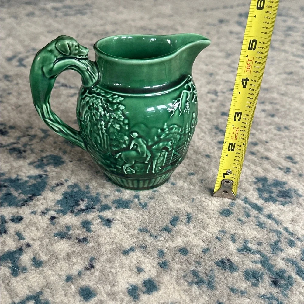 Wedgwood of Etruria & Barlaston Majolica hunting green pitcher